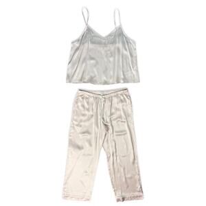 BedHead Baby Pink 100% Silk Matching PJ Luxury Pajama Set Tank Pants size L